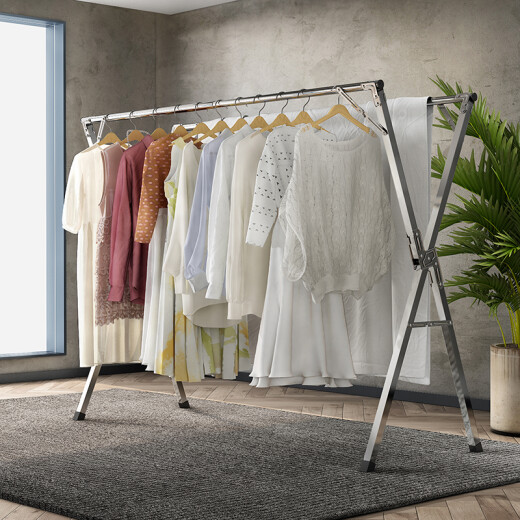 Jiabai floor-standing clothes drying rack foldable stall clothes drying pole installation-free retractable clothes drying rack [extended 1.3m-2m]