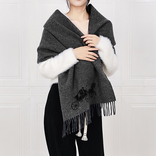 Écharpe d'entraîneur pour hommes et femmes Universal Wool Scarf écharpe Carriage Couple imprimé Modèle 4622 BKHG