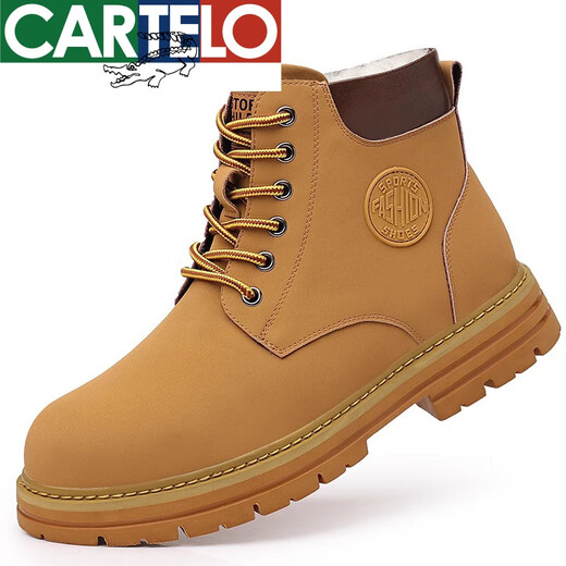 Cartelo Martin Boots Menores de trabajo para hombres Botas de algodón Men's Casual High-top calientes de moda de otoño e invierno Big Big Yellow Zapatos F6216 Cotos de algodón Negro 41