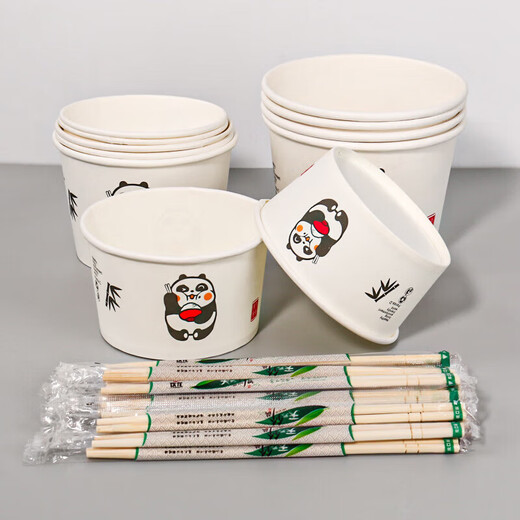 Disposable bowls and chopsticks, household thickened instant noodle paper bowls, commercial packed lunch boxes, disposable bowls and chopsticks lunch boxes, whole box batch, thickened 700 type paper bowls and chopsticks, 50 sets