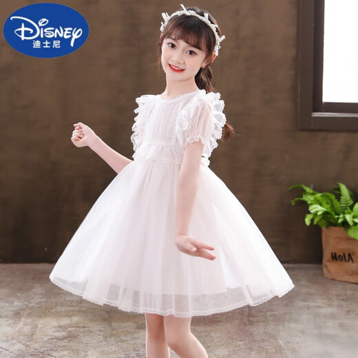 Disney (Disney) children's dress dress girl white princess dress summer dress child dress performance dress summer flower girl tutu skirt white 110cm