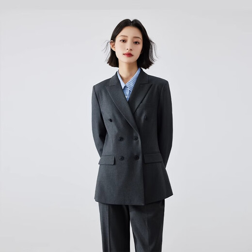 Lady Bird blazer, women's workplace high-end interview formal wear, small professional suit TZ03 black suit + slightly turned trousers, spring and autumn style M - suitable for 94-104 Jin Jin equals 0.5 kg and can be worn