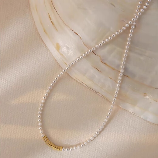 Luruo Broken Silver Pearl Necklace Women's Freshwater Millet Beads French Light Luxury Niche High-Class Clavicle Necklace Shijia Pearl Broken Silver Set 35+5cm Gift Box + Quality