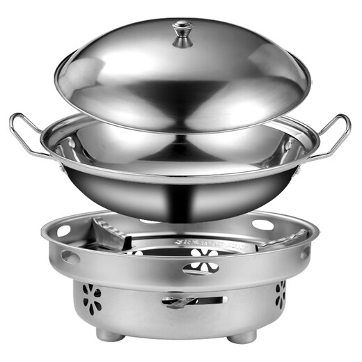 BangLeChef Plancha, Una Persona, Una Olla, Estufa De Alcohol, Estufa Doméstica De Acero Inoxidable 316, Olla Caliente Pequeña Doméstica 304 para 3-4 Personas (sin Tapa), Plancha De Acero 316 + Estufa De Alcohol Concentrado, 11 Pulgadas