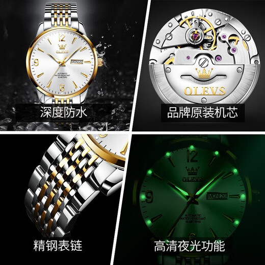 
Top 10 OLEVS Brands Swiss Certified Watch Men's Mechanical Watch Fully Automatic Double Calendar Luminous Waterproof Business Men's Watch Olevs9928 Men-Steel Belt White Free Engraving