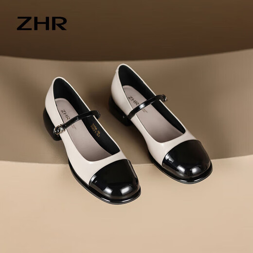 ZHR Loafers Женские ретро -ретро -французские сплайсинги Mary Jane Shoes Женская модная универсальная одиночная обувь Women Y686 BEIGE 36
