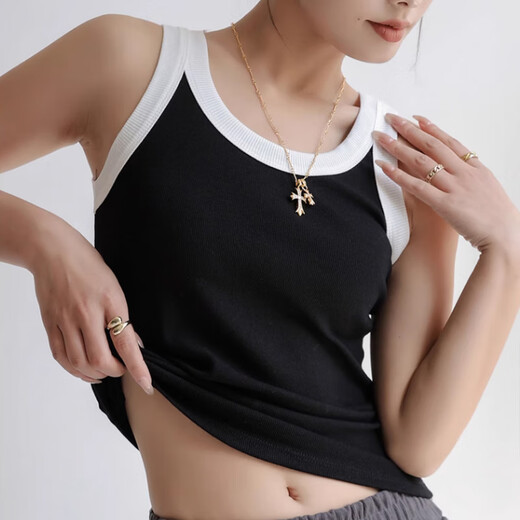 浪莎吊带背心女内搭夏季可外穿遮副乳无袖撞色螺纹打底衫