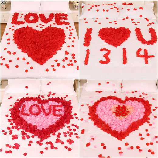 Valentine's Day atmosphere layout, simulated petals, roses, proposal, marriage confession, birthday decoration, romantic wedding, bridal room, pink and white petals/120 pieces