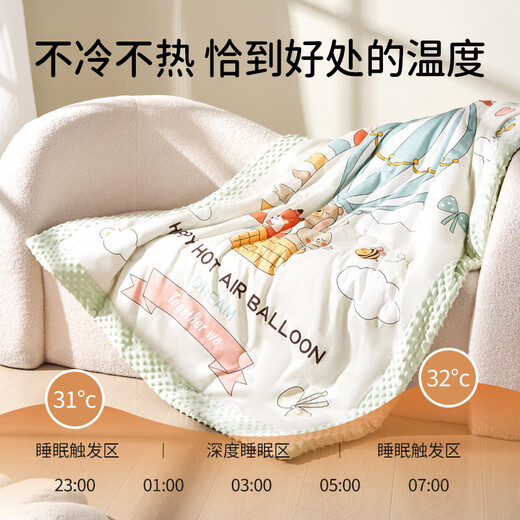 OUYUN beanie blanket baby blanket spring and summer constant temperature comfort quilt baby blanket kindergarten children pure cotton beanie quilt dreamy cute thin quilted quilt recommended 16-25 120*150cm