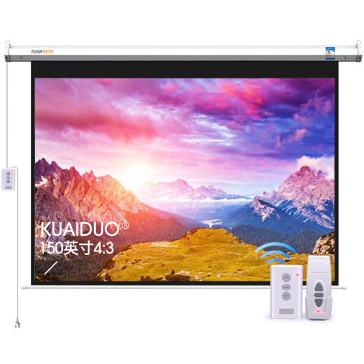 Kuaido House 150-inch 4:3 white plastic electric remote control screen 4K3D high-definition projector curtain projector large curtain anti-light office home screen Jimi [standard remote control]