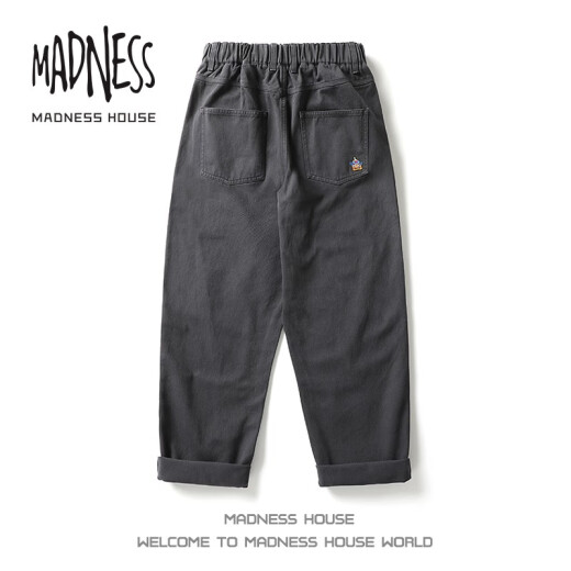 MADNESS HOUSE余文乐潮牌休闲裤男日系复古宽松直筒阔腿长裤纯棉户外工装裤子男 LK1098黑色 XL （建议130-150斤）