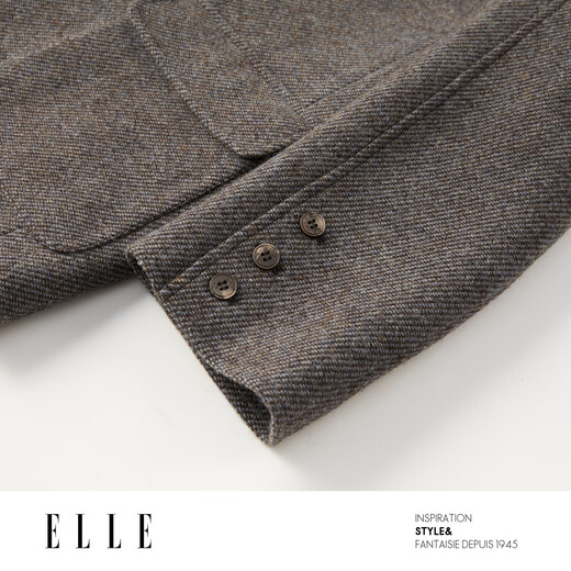 ELLE shopping mall same style 100% sheep wool dark brown suit jacket for women 2024 winter new niche top dark brown S