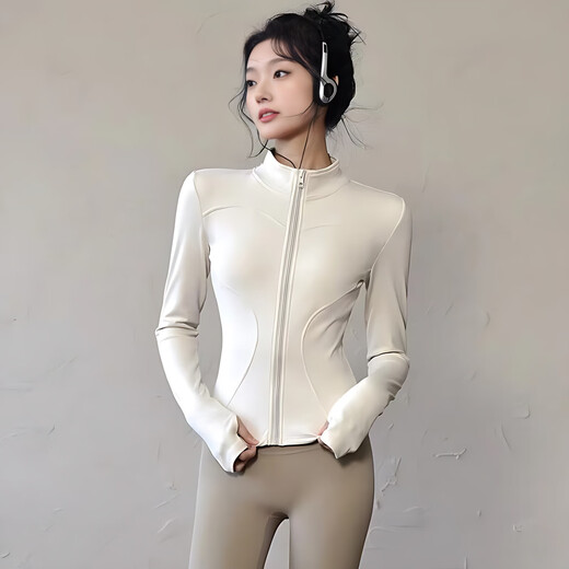 铂呐苓瑜伽服女春秋长袖高弹速干透气运动外套文胸健身服紧身显瘦上衣 瑜伽服三件套【外套+裤子+背心】 M【90-110斤】