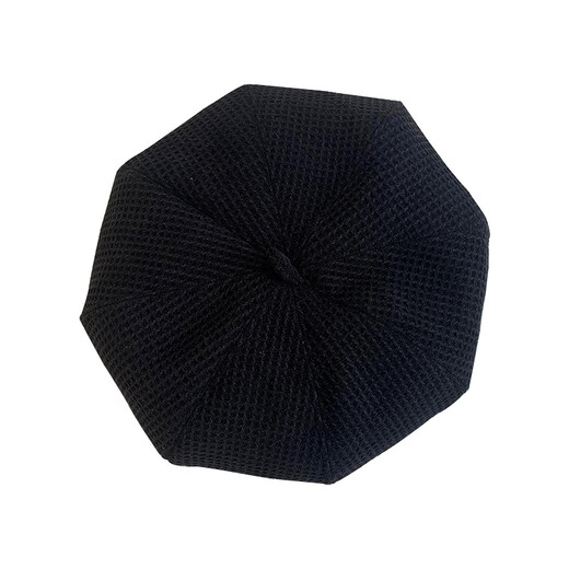 Rui Che Black Sweet Cool Beret Women's Autumn and Winter Big Head Waist Bud Painter Hat Ins Internet Celebrity Face-Showing Small Octagonal Hat Black M (56-58cm)