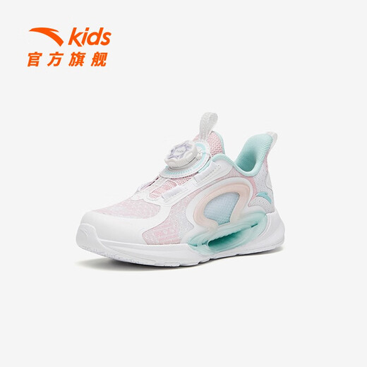 Anta Children's Sports Sports Butterfly Wings Wings Niñas 'Zapatos 2023 Viento transpirable que persigue el viento y la tendencia del campus de la luna tendencia al campus zapatos casuales [zhuyue] blanco/rosa/azul 9905-1 28