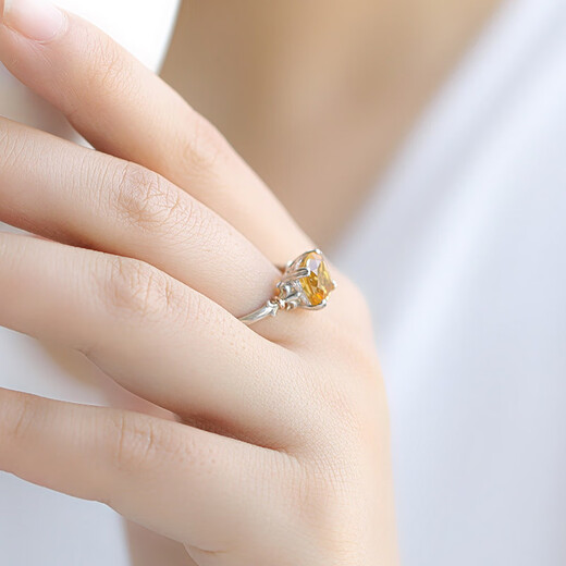 GEM STONE KING 3 carat citrine ring 925 silver 10K gold two-color gemstone ring as a birthday gift for your girlfriend, US No. 5