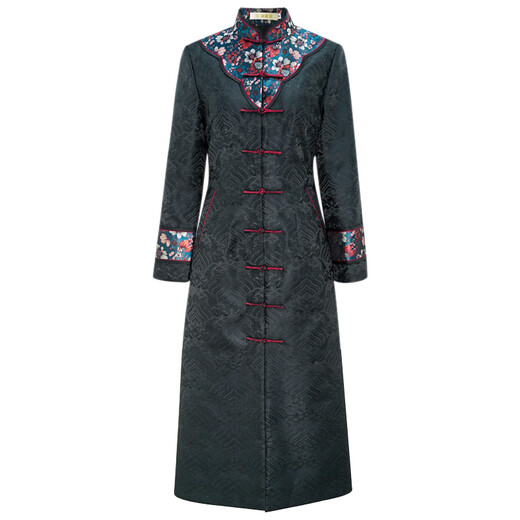 Chinese classic quilted cheongsam jacket 2021 autumn and winter Chinese retro placket heavy-duty thickened Tang suit windbreaker for women black - pre-sale 30 days XL