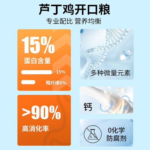 Cute little tribe of rutin chicken feed, egg-laying food, chick food, brooding chicken special nutrition opening food, medium large chicken food, full price rutin chick food 500g