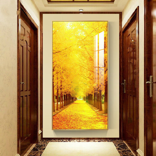 Mudianxing light luxury modern entrance entrance entrance decoration painting at the end of the corridor, Golden Avenue hanging paintings, high-end sense of entrance entrance entrance entrance corridor mural 15686-2 60*120cm pearl black frame crystal porcelain inlaid diamonds