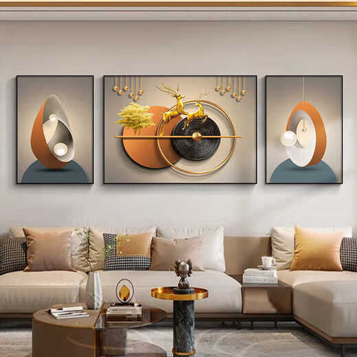 咏幻客厅装饰画沙发背景墙挂画2025新款轻奢感墙画福禄墙壁画   纹理 JD15850 左右70*90中间120*90