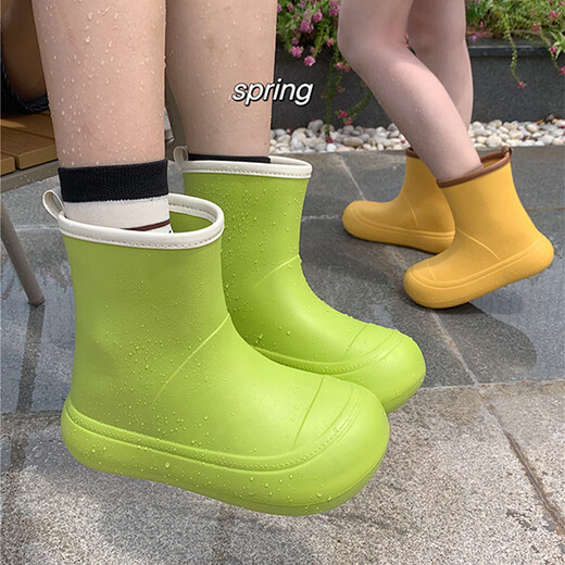 瑜品佳时尚个性雨鞋女户外防滑防水雨靴丑萌可爱学生成人胶鞋 果绿色 38 38-39码