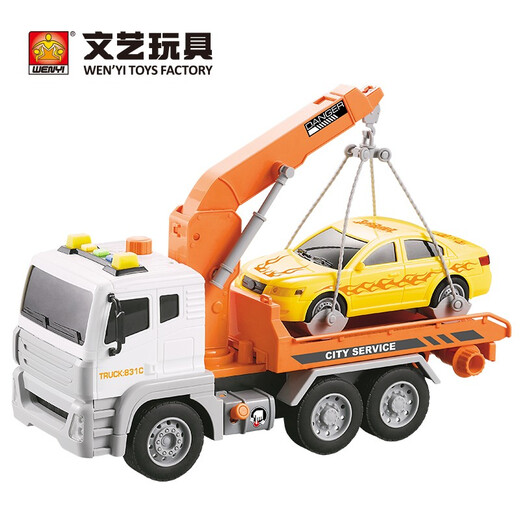 WENYI crane crane large construction truck crane model baby children toy car boy 3-6 years old gift large can pump and clean trailer W831C