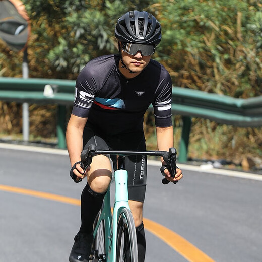 Capitán Tas (Tosuod) Summer Cycling Traje de ciclismo Ciclismo Top de manga corta para hombres y mujeres Bicicletas de montaña Roading Relling Rellable Rayas blancas L