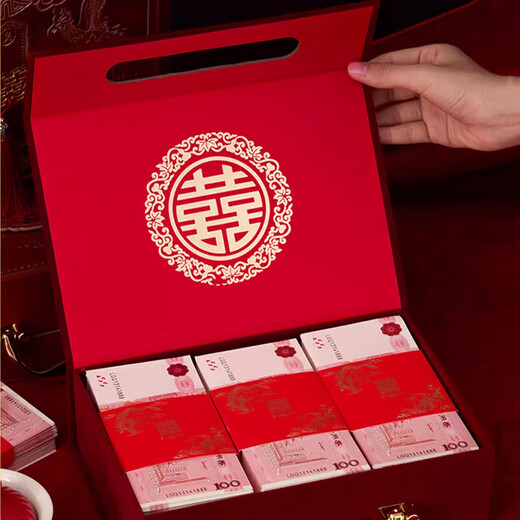 欧之云订婚彩礼钱盒子10万现金礼盒高档礼金盒聘金盒彩礼箱结婚用品大全 龙凤呈祥【可装6-12万元】 钱套+手抛喜【新款发普通快递】