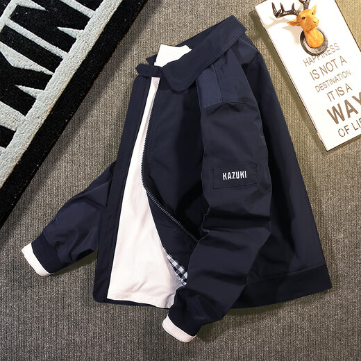 Kuraishi Kazuki executive jacket men's spring and autumn high-end business casual lapel youth outer long-sleeved top men's navy blue 2XL recommended weight 140-155Jin Jin equals 0.5 kg