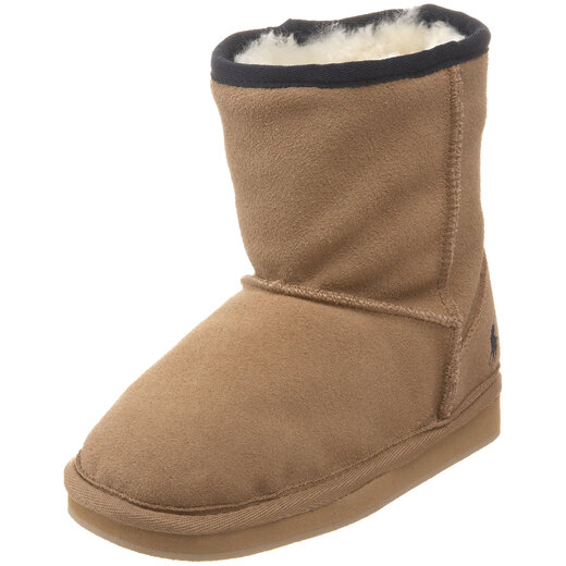 Polo Ralph Lauren Children's Unisex Snow Boots Mid-calf Warm and Non-Slip Suede Sole Tan 5.5 M US Toddler