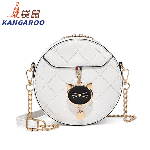 Kangaroo (KANGAROO) this year's popular small bag 2025 trendy summer fashion round women's bag chain bag versatile one-shoulder crossbody bag beige white
