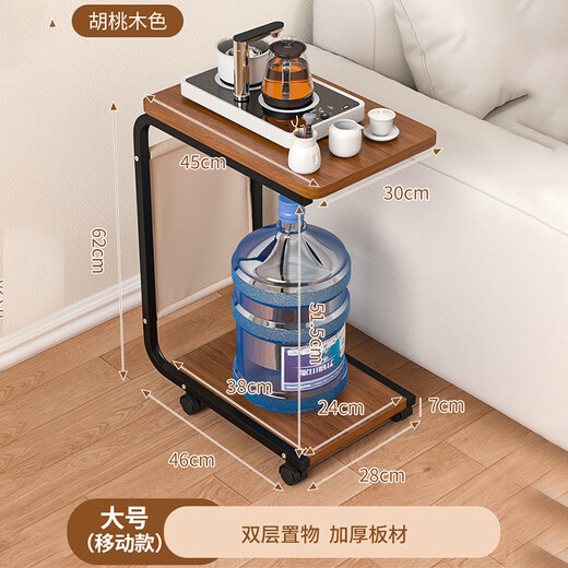 All are double-layer bucket racks, large buckets of mineral water storage racks, convenience store bottled water racks, storage racks for pure water buckets, mobile model, large walnut color, assembled