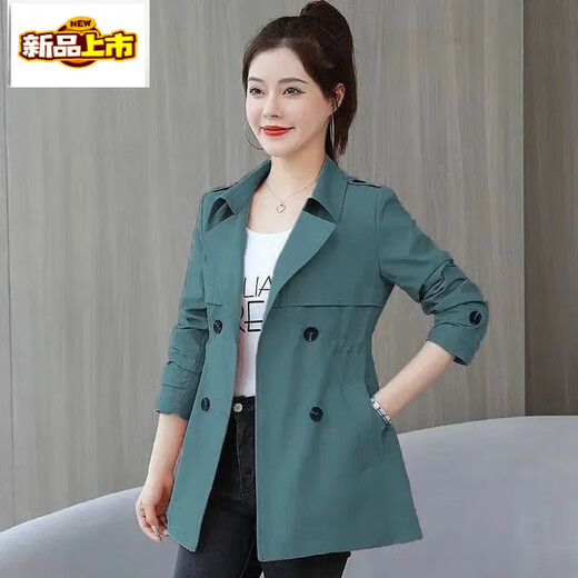 First diameter (double-layer lining) windbreaker for women 2025 new Korean style waist slimming small spring and autumn women's jacket women's trend khaki XL 120-135