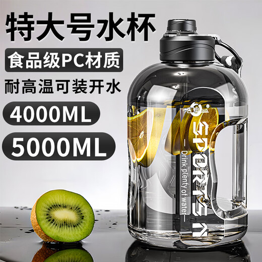 诗嘉丽水杯大容量5000毫升工地用吨桶吨特大号水壶男生吸管杯塑料耐高温 3000ML吸管+赠背带+茶漏球+杯刷