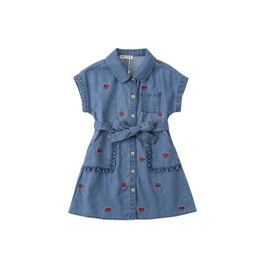 DAVE&BELLA Women's Summer Skirt Girls' Dress Children's Princess Dress Little Girls Summer Clothes Middle-aged Girls' Clothes 9-12 Years Old Summer Denim Blue 150 cm (recommended height 140-150cm)