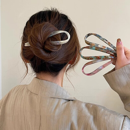 Mansheng simple acetic acid u-shaped hairpin for women, high-end, cute and cute ball head artifact hairpin hairpin 2025 new headwear ins mermaid white