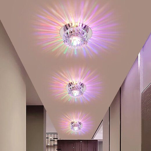 Dengquan creative LED downlight spotlight ceiling light living room corridor ceiling light crystal aisle light hole light entrance light balcony light LED3w white light concealed installation - opening 5-10cm