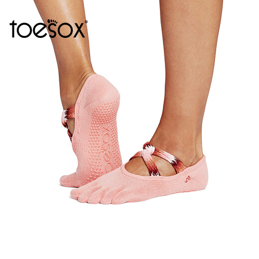 Toesox Yoga Socks Professional Fitness Pilates Socks Dance Non-slip Breathable Cross Toe Socks Ivy Series Celestite Blue S (size 34~38)