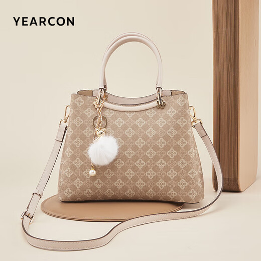 
Yierkang birthday gift large capacity tote bag contrasting color mother bag retro ladies handbag S2W28095-967 apricot color