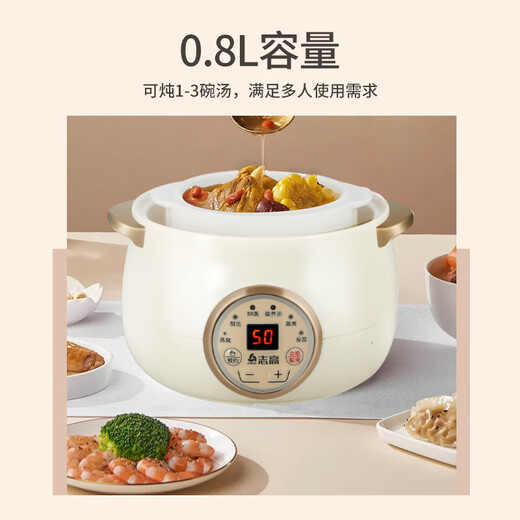 CHIGO electric stew pot, steamer, electric cooking pot, stew pot, stew pot, casserole, stew and steaming, all-in-one food supplement pot, stew soup cup, electric stew pot, electric casserole, soup pot, stew, water-proof porridge, multi-functional water-proof stew 1 liter - white porcelain gallbladder, intelligent appointment, three-dimensional heat conduction, anti-dry burning