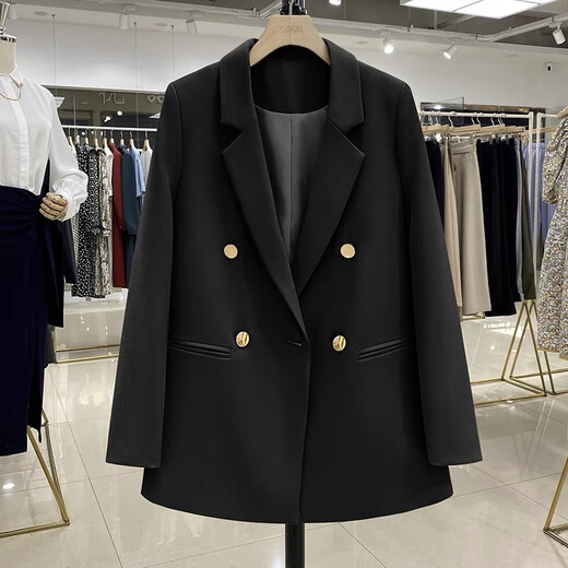 Miao Yijia Blazer Women's Autumn Suit Jacket Casual Commuting Small Suit New Temperament Versatile Jacket Top Women Temperament Versatile Blazer Classic Black XL (Reference 115-125Jin Jin is equal to 0.5 kg)