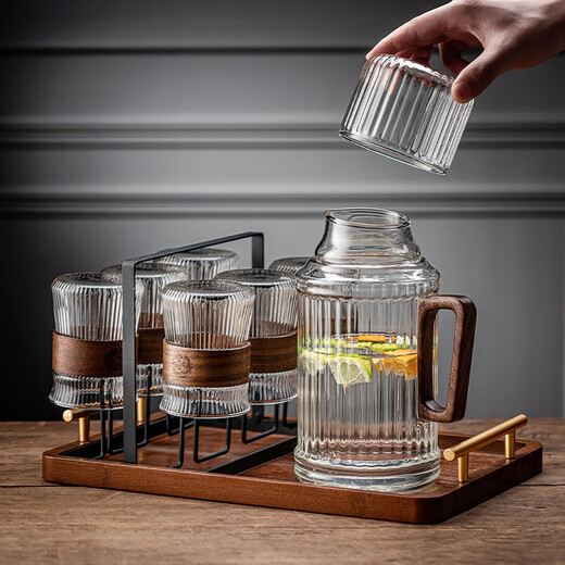 FANKAQI high-looking cold water kettle glass high temperature resistant Chinese herbal tea kettle boiled water cup summer duckbill vertical pattern straight kettle 1500ML