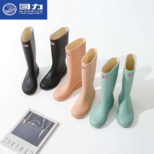 回力雨鞋女新款时尚户外中高筒防水雨靴水鞋防滑耐磨套鞋胶鞋 薄荷绿色 38