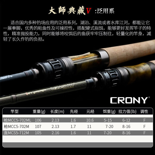 科尼路亚竿大师典藏五代高碳轻量虫系泛用远投杆钓鲈鱼鳜鱼翘嘴 2.03米 虫系MCC5-682ML