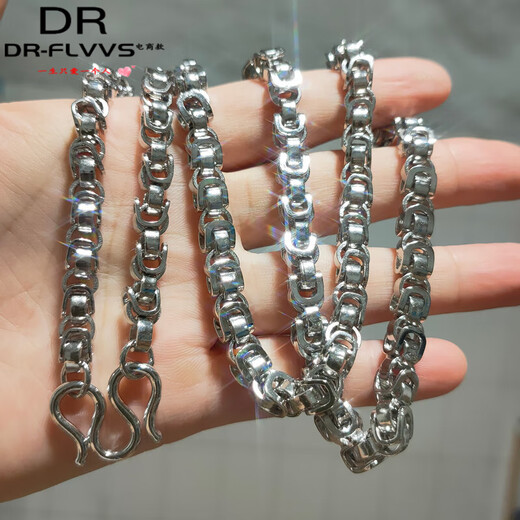 Fat Donglai's same style platinum pt950 necklace bag silver men's internet celebrity's same style tank Internet celebrity's same style punk style necklace *PT272 about 7mm