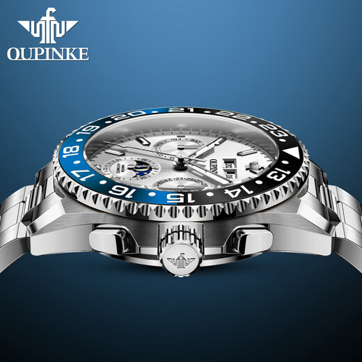 Oupinke watch men's fully automatic mechanical tourbillon casual business top ten brands green water ghost series waterproof men's watch Oupinke 3271-steel strip white water ghost default