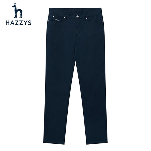 哈吉斯（HAZZYS）男装 春秋款经典纯色休闲长裤直筒休闲裤男ATDZP03AP34 深藏青色DN 34 （175/82A）