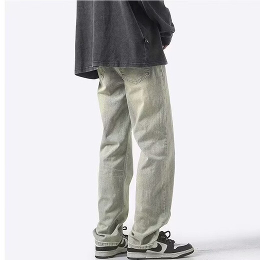Digada Jeans Herren waschen Retro Old Frühlings- und Sommer Hongkonger Stil High Street Trend Straight Long Hosen Herrenstudent TCFS-723 Gelb Schlamm M [Vorgeschlagen 90-100 Jin [Jin entspricht 0,5 kg]]