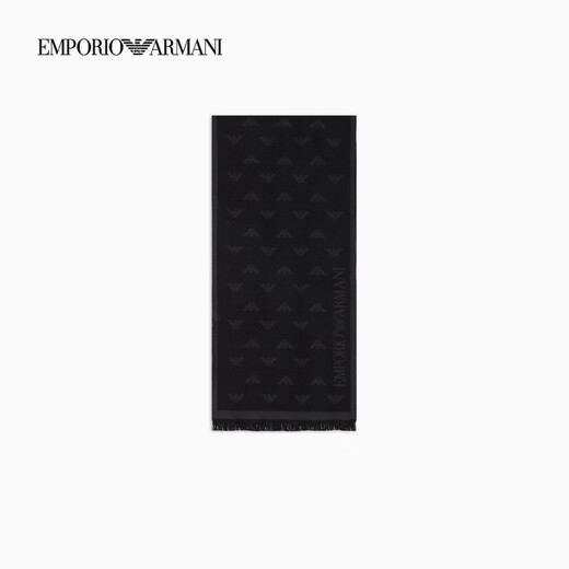 EMPORIO ARMANI/Armani official flagship gift men's sheep wool jacquard warm business outdoor casual solid color scarf 00044-black gray