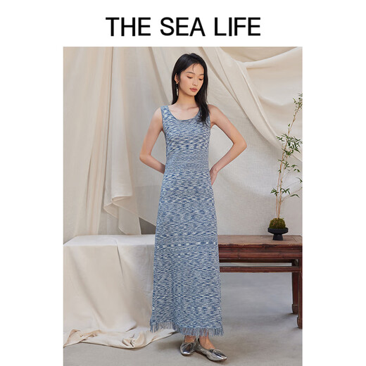 Das Meeresleben OU Hai Yisheng Kleid Damen 24 Sommer New Slim Fit Slim Quastel Strick -Suspender Kleid 15867 Harbor Blue M.